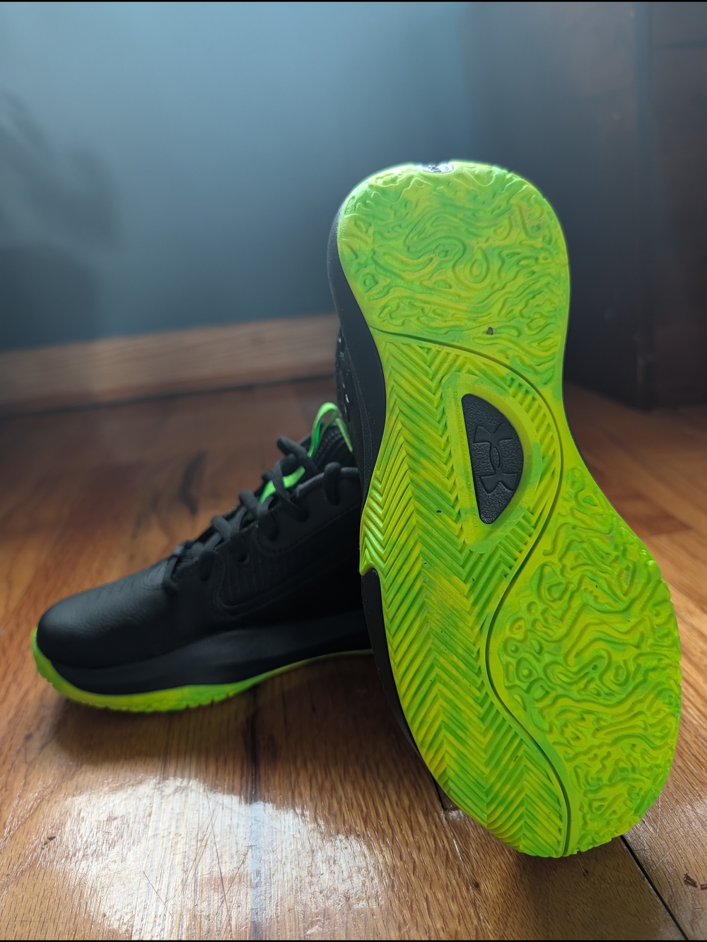Under Armour Black & Neon Green Athletic Sneakers - Picture 3 of 4